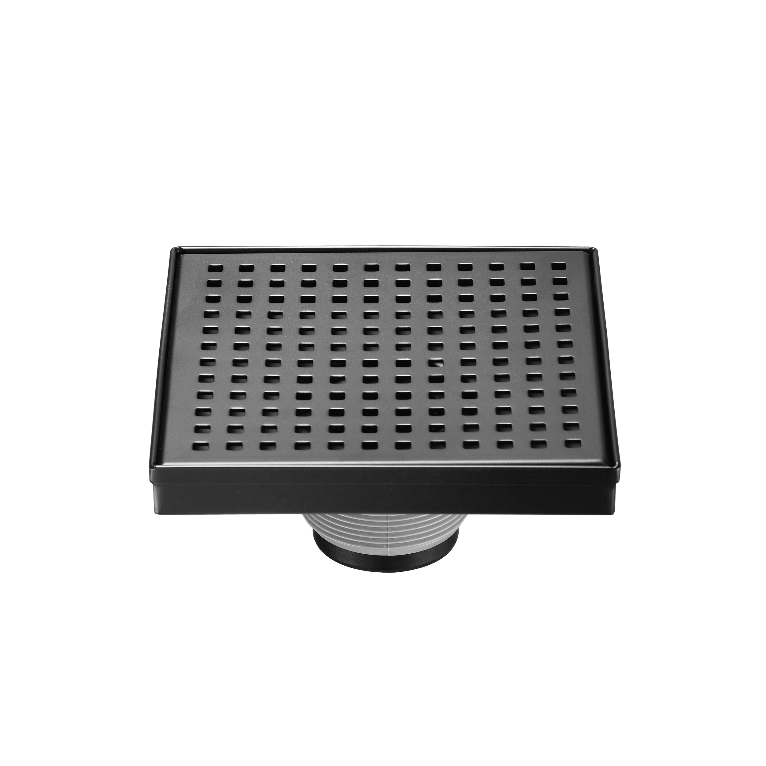 6" Square Shower Drain, Square Hole Pattern Shower Drain, Matte Black Polished 304 Stainless Steel Linear Drain with Levelingft & Hair Strainer