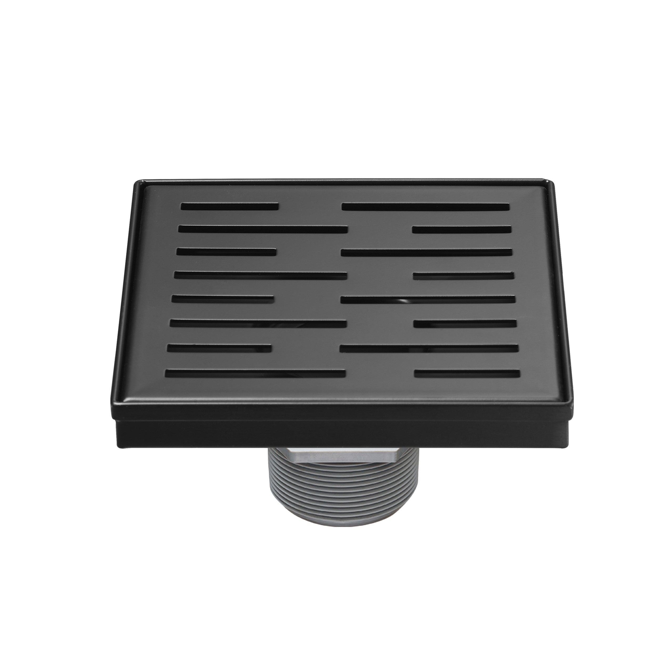 Square Shower Drain 6" with Removable Grate, Matte Black Polished 304 Stainless Steel Shower Drain, Shower Drain, Floor Shower Drain with Hair Strainer, Adjustable Levelingft