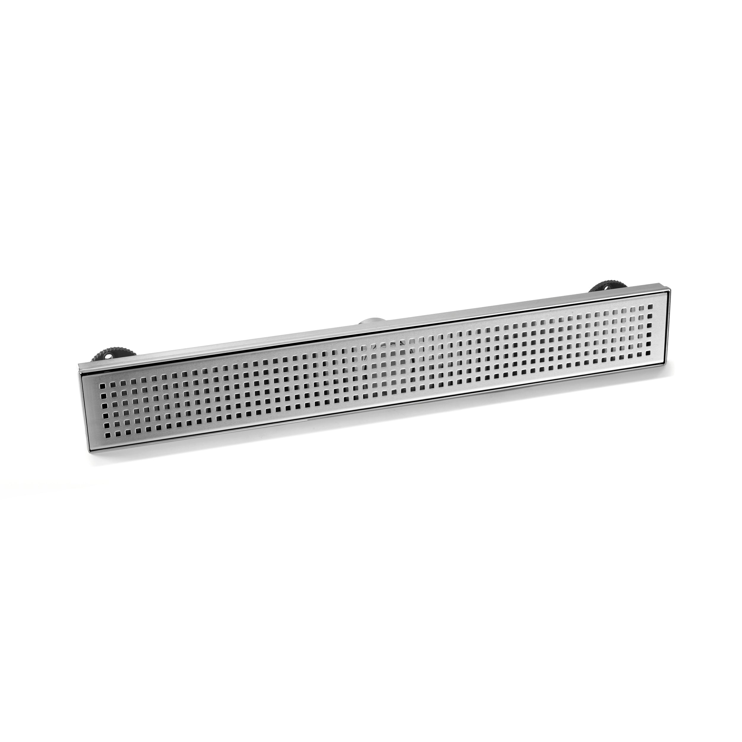 24" Linear Shower Drain, Square Hole Pattern Shower Drain, Brushed 304 Stainless Steel Linear Drain with Levelingft & Hair Strainer