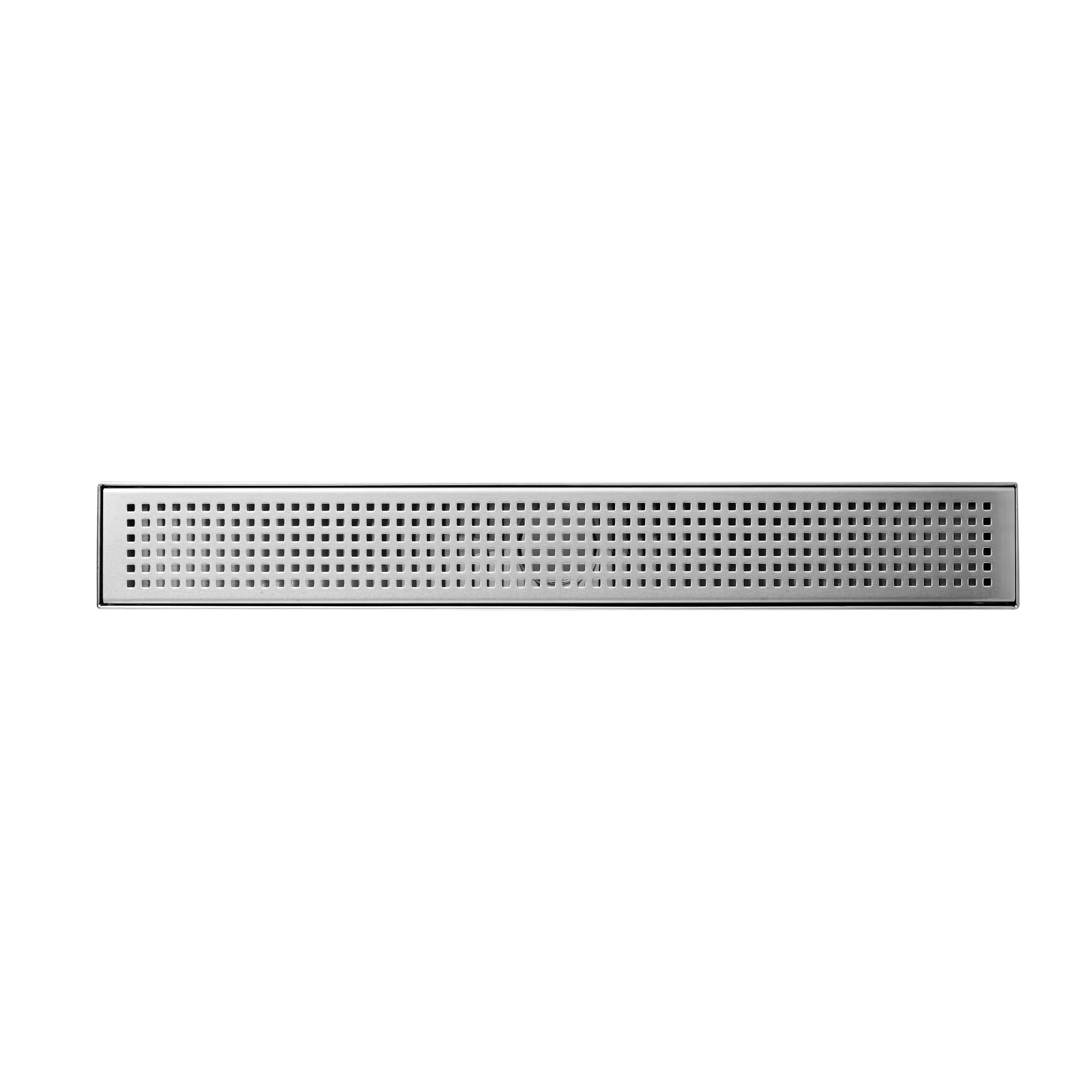 24" Linear Shower Drain, Square Hole Pattern Shower Drain, Brushed 304 Stainless Steel Linear Drain with Levelingft & Hair Strainer