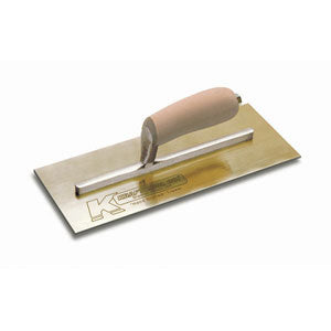 13 in x 5 in Kraft Tools Golden Stainless Steel Finish Trowel w/ Camel Back Wood Handle