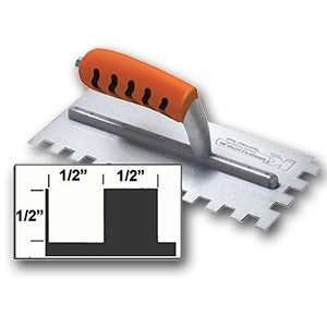 1/2" X 1/2" X 1/2" Square Notch Trowel w/ ProForm Handle