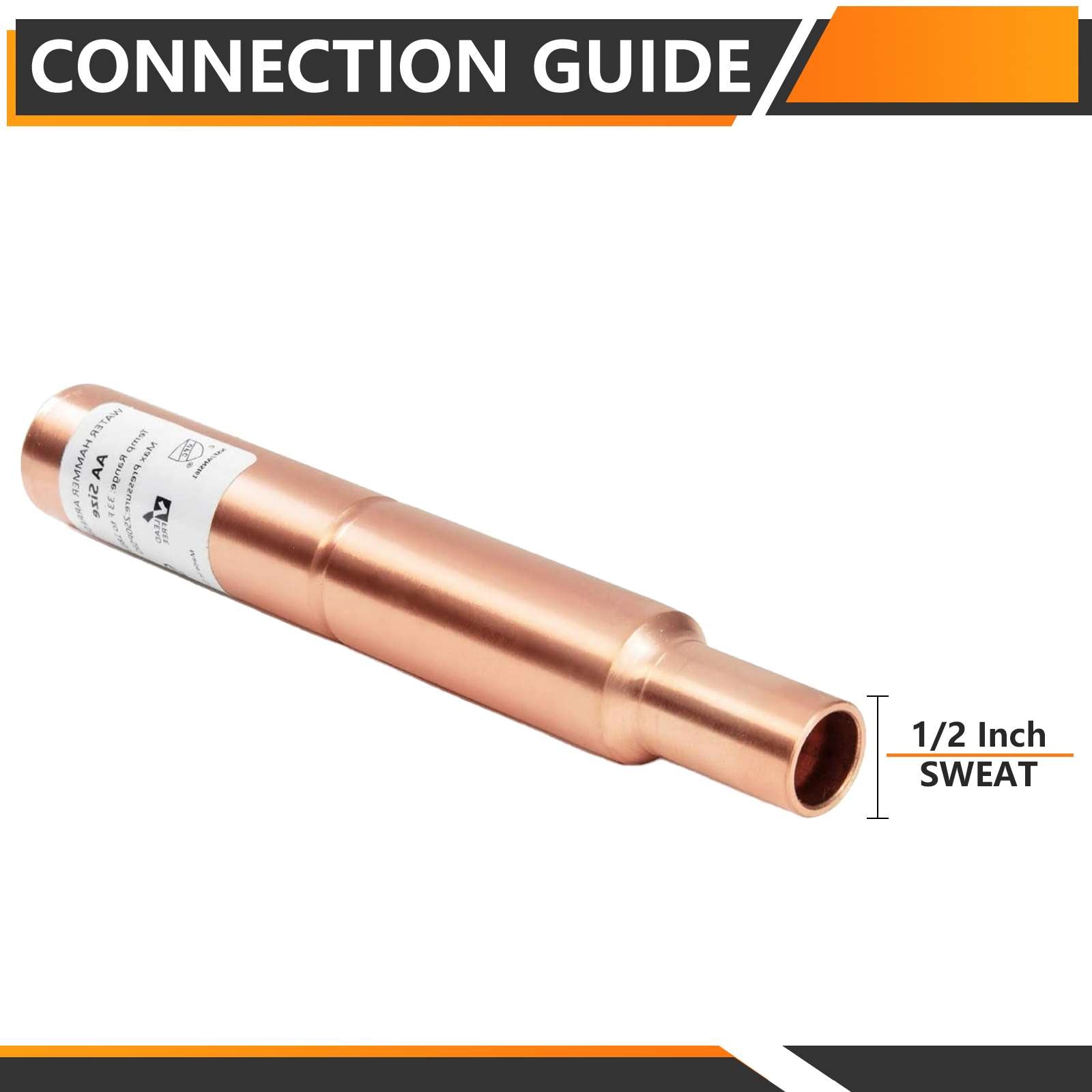 1/2" Male Sweat, Straight Copper Water Hammer Arrestor