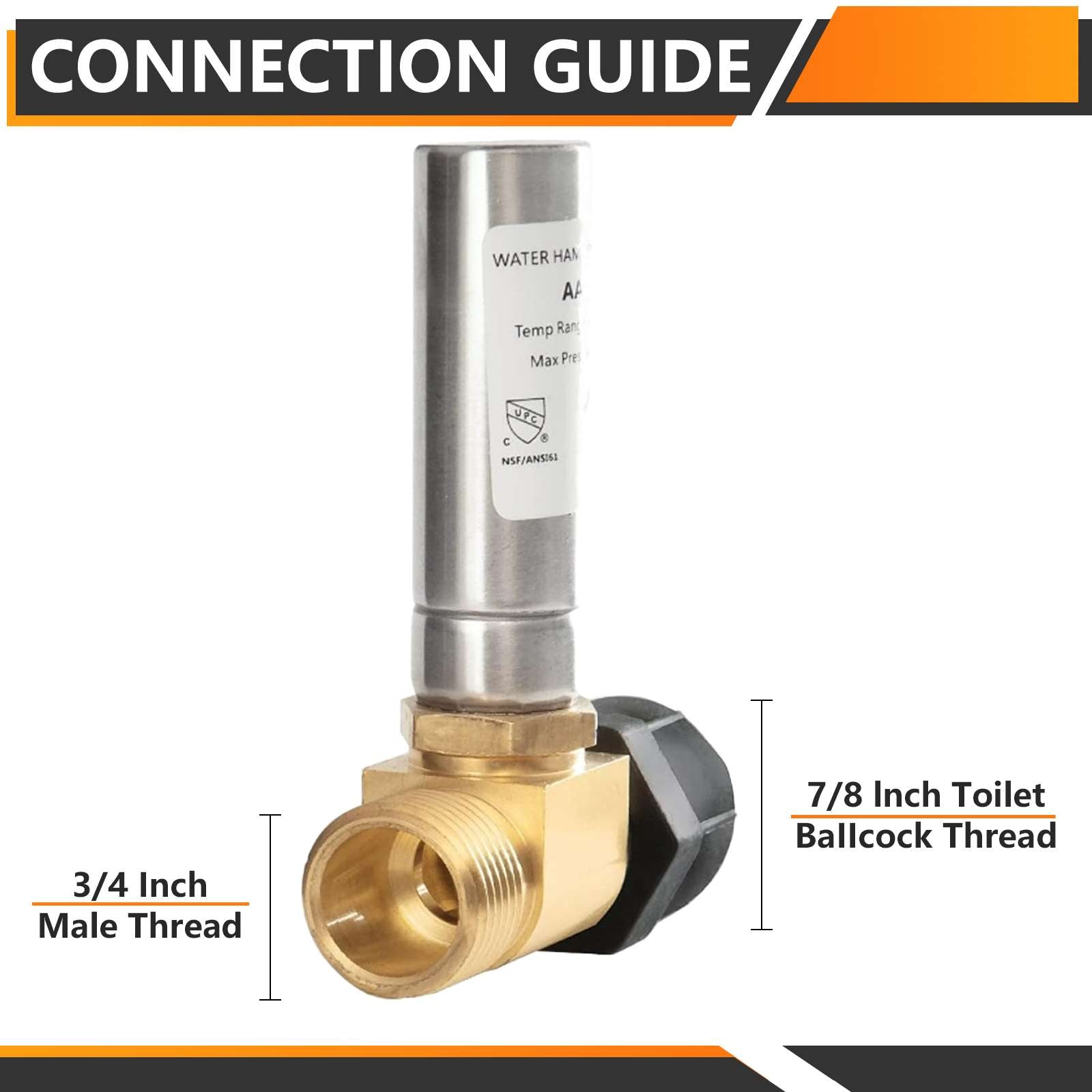 10 Pcs 7/8" Female Swivel Ballcock Nut x 3/4" Male Thread, Water Hammer Arrestor Tee for Toilet