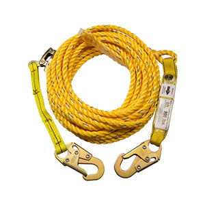 25' Vertical Lifeline Assembly w/ Shock Pack, Positioning Device & 18" Lanyard Extension