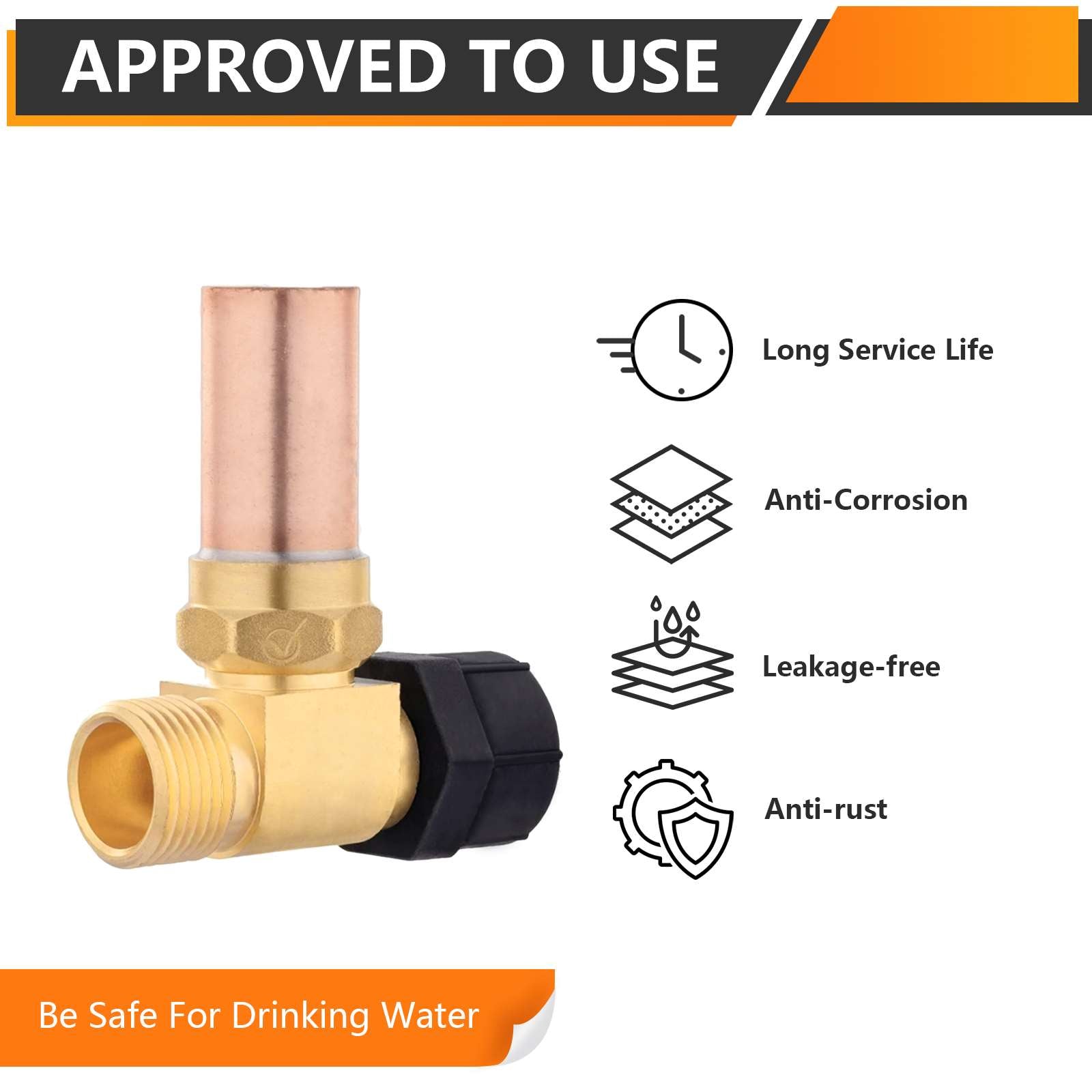 7/8" Female Swivel Ballcock Nut x 3/4" Male Thread Copper Water Hammer Arrestor for Toilet