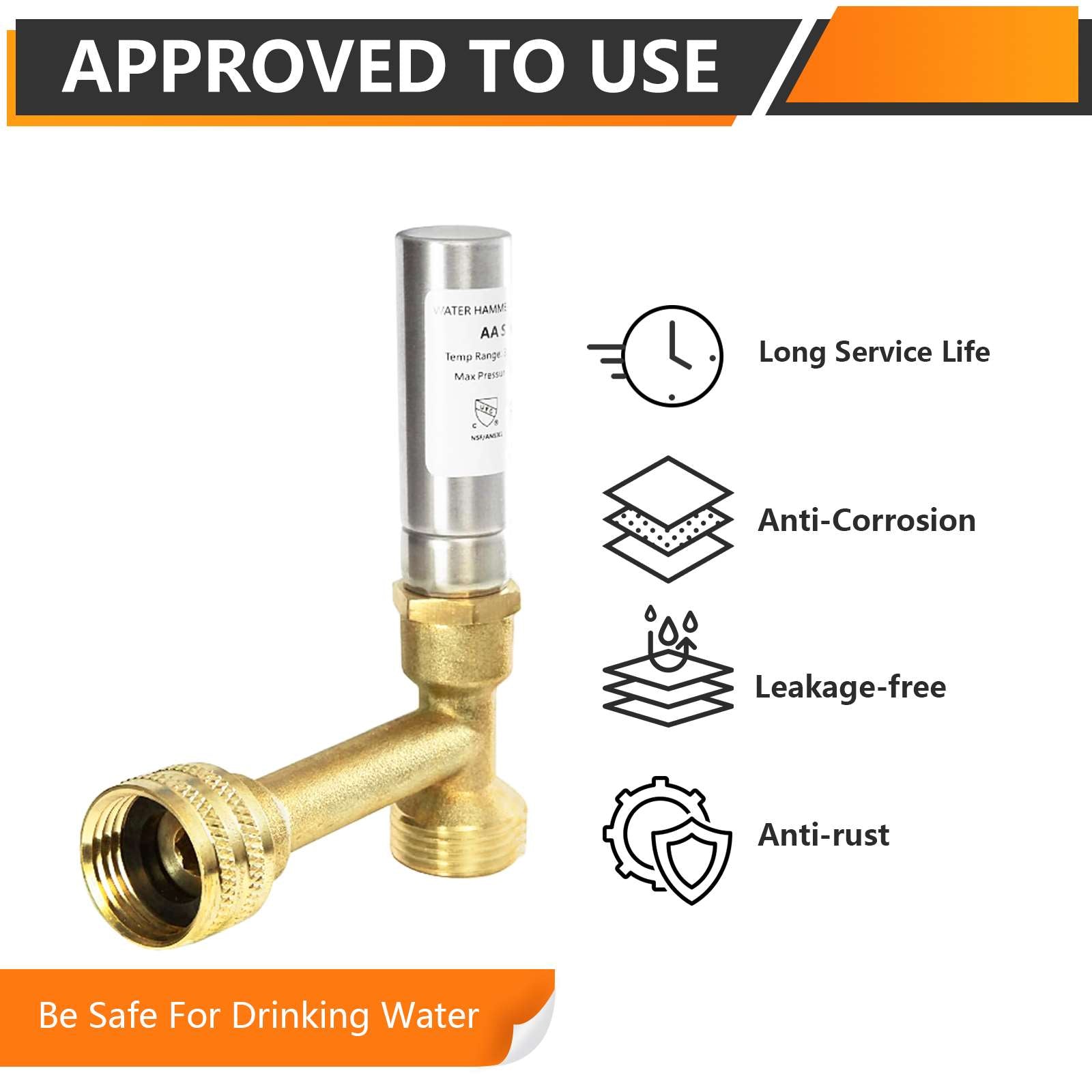 3/4" Swivel FHT x 3/4" MHT, Copper Tee Water Hammer Arrestors (MH-Y-240)