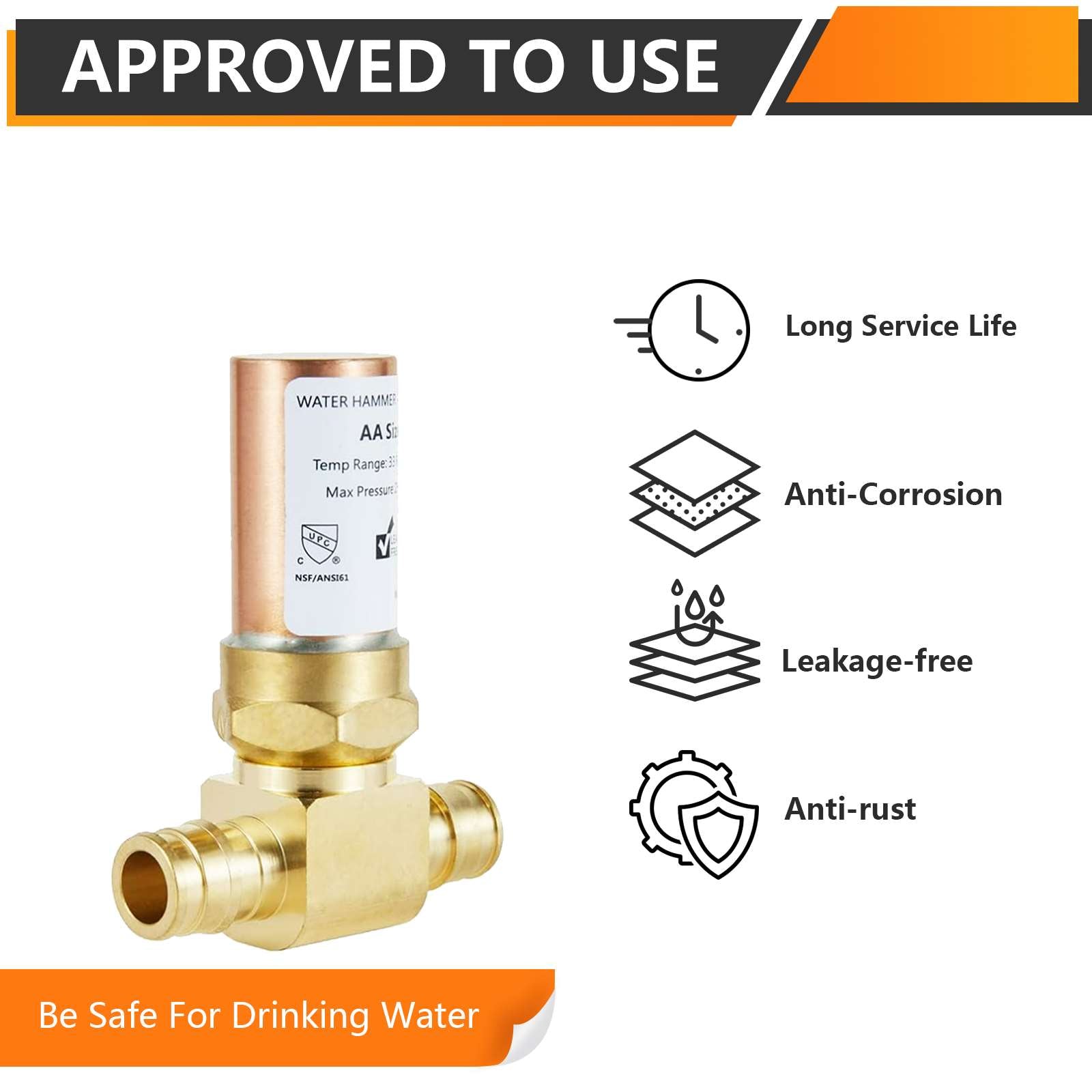 10 Pcs 1/2" PEX-A Expansion, Water Copper Hammer Arrestor Tee