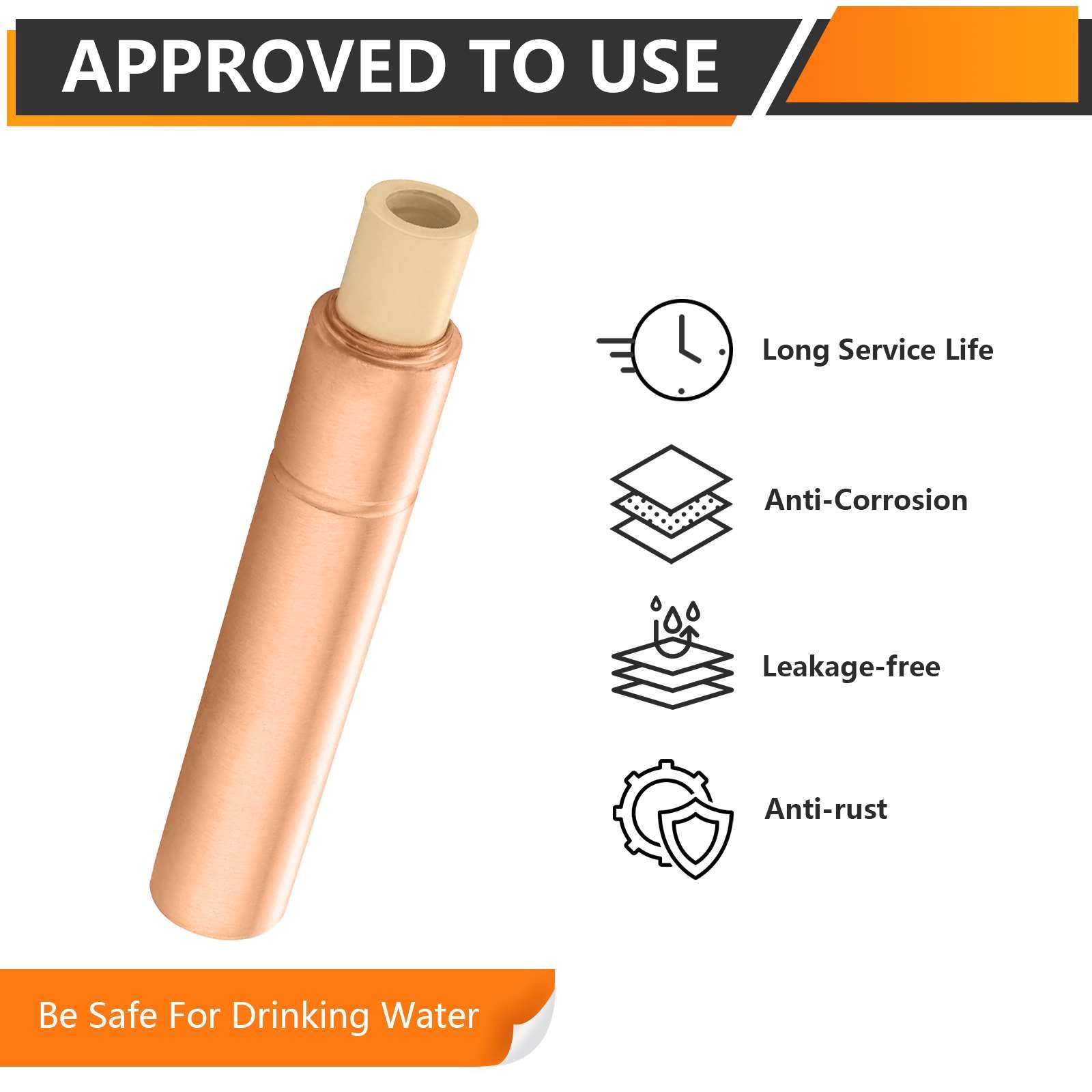 10 Pcs 1/2" CPVC Pipe Connection, Water Hammer Arrestor, Copper