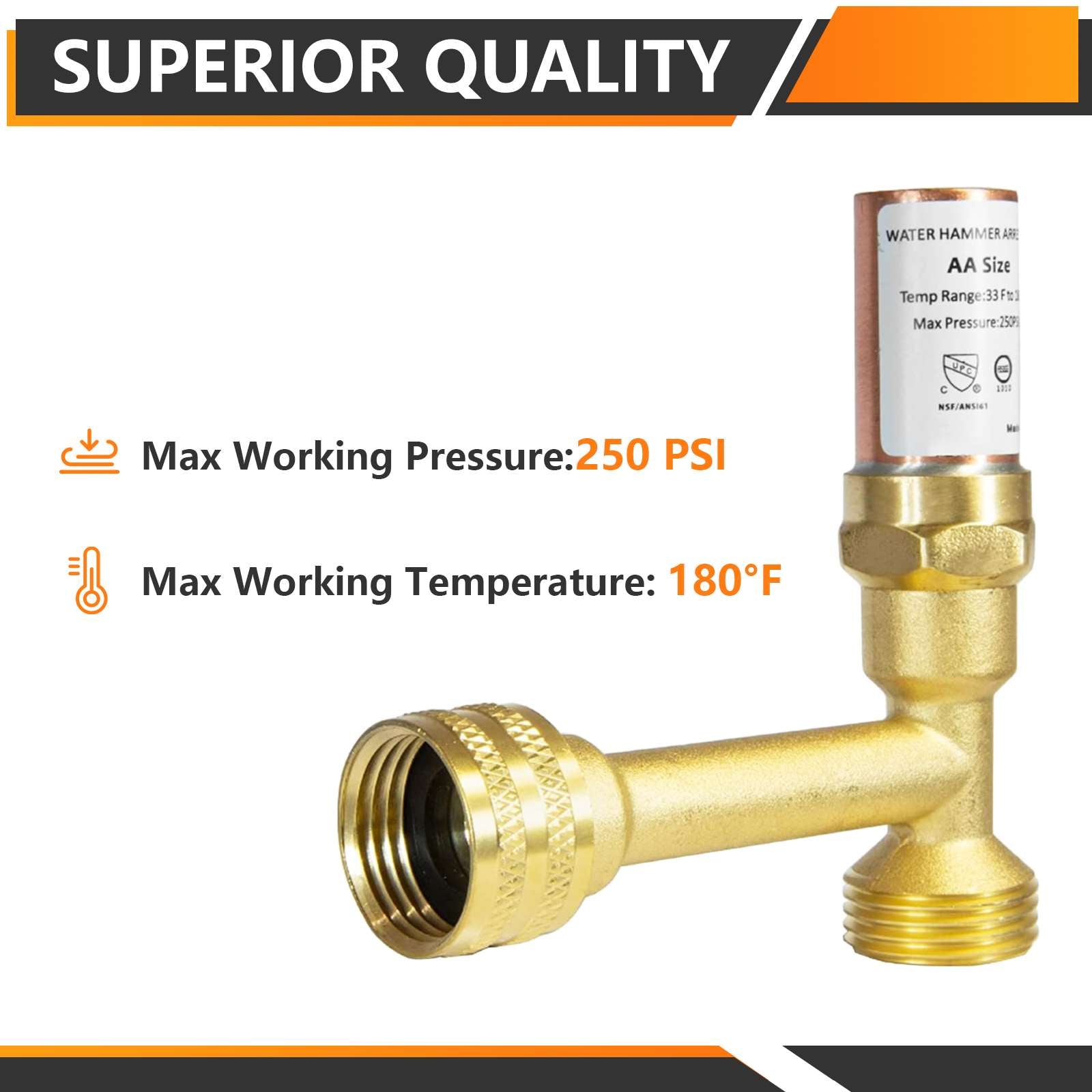 3/4" Swivel FHT x 3/4" MHT, Water Hammer Arrestors Tee, Stainless Steel (MH-Y-241 )