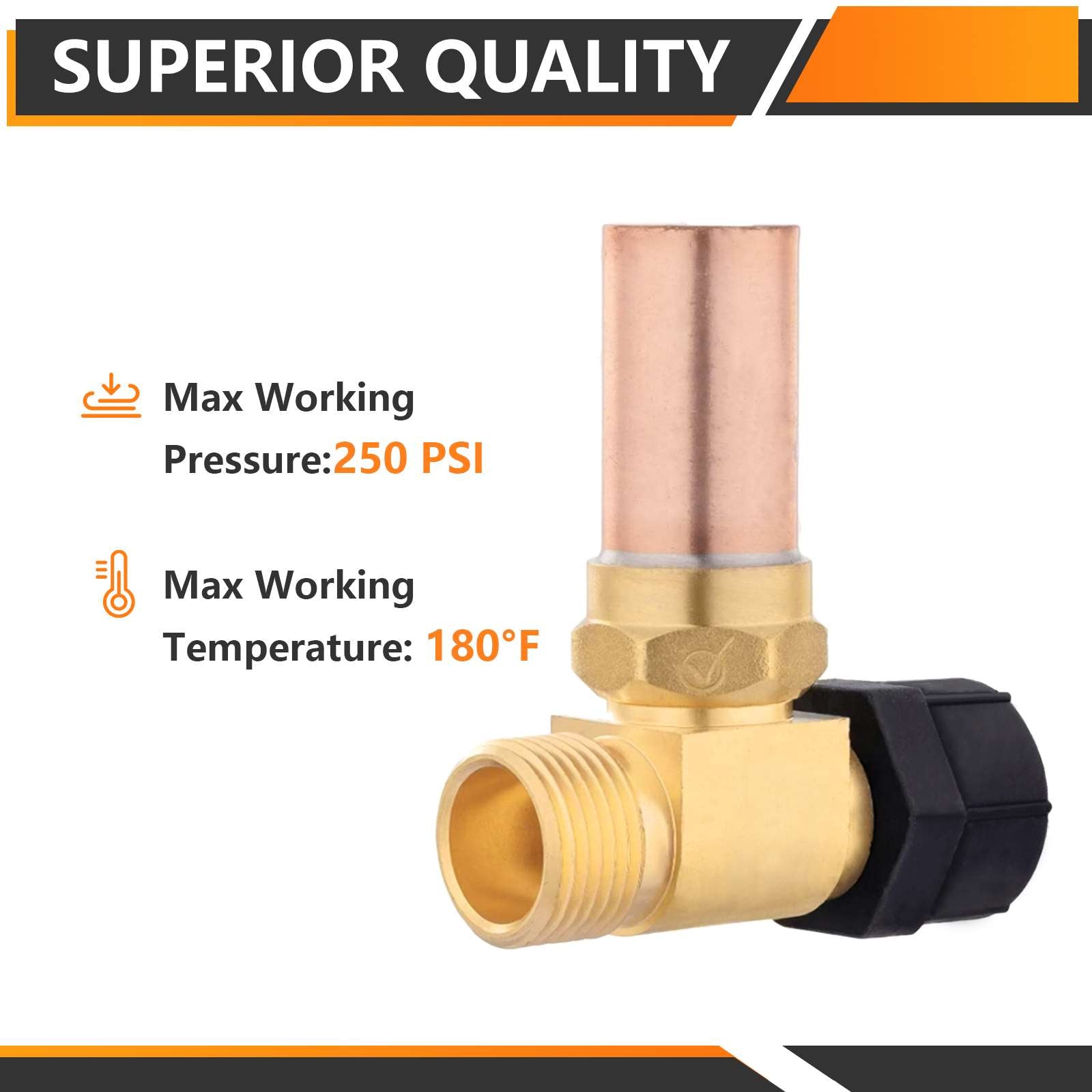 7/8" Female Swivel Ballcock Nut x 3/4" Male Thread Copper Water Hammer Arrestor for Toilet