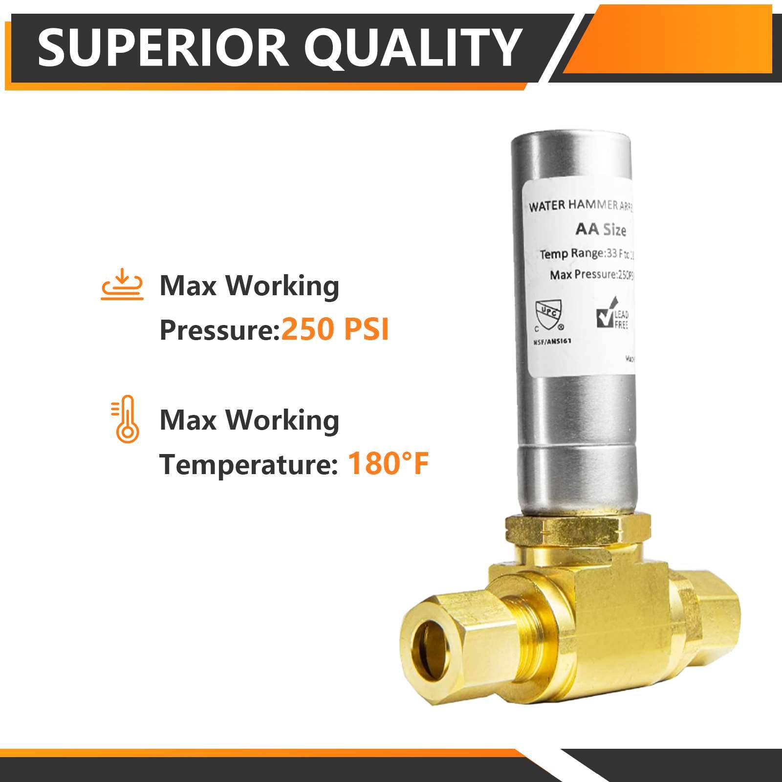 10 Pcs 3/8" OD Comp. x 3/8" OD Female Comp. , Water Hammer Arrestor Tee For Dishwasher Connection, Stainless Steel