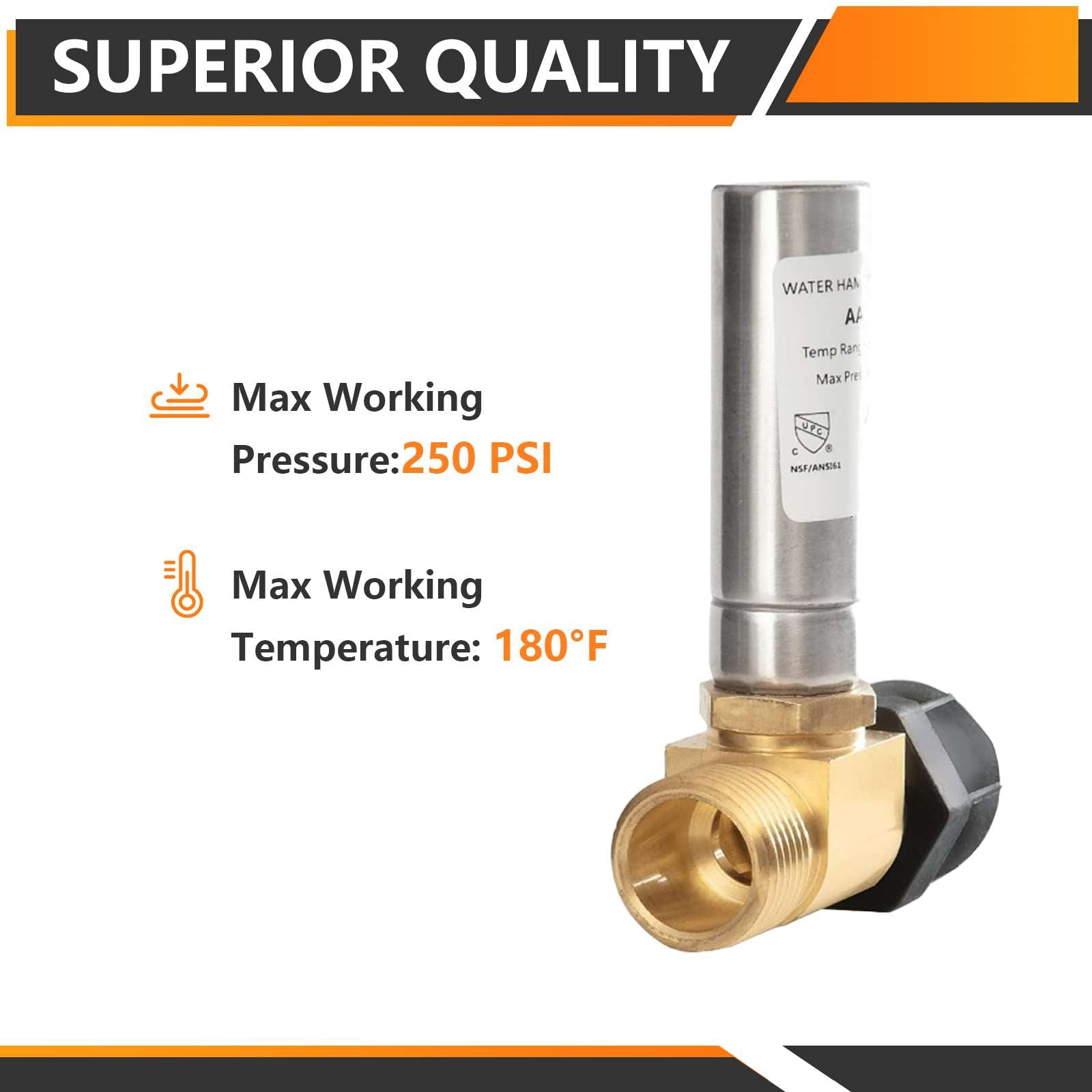 7/8" Female Swivel Ballcock Nut x 3/4" Male Thread, Water Hammer Arrestor Tee for Toilet