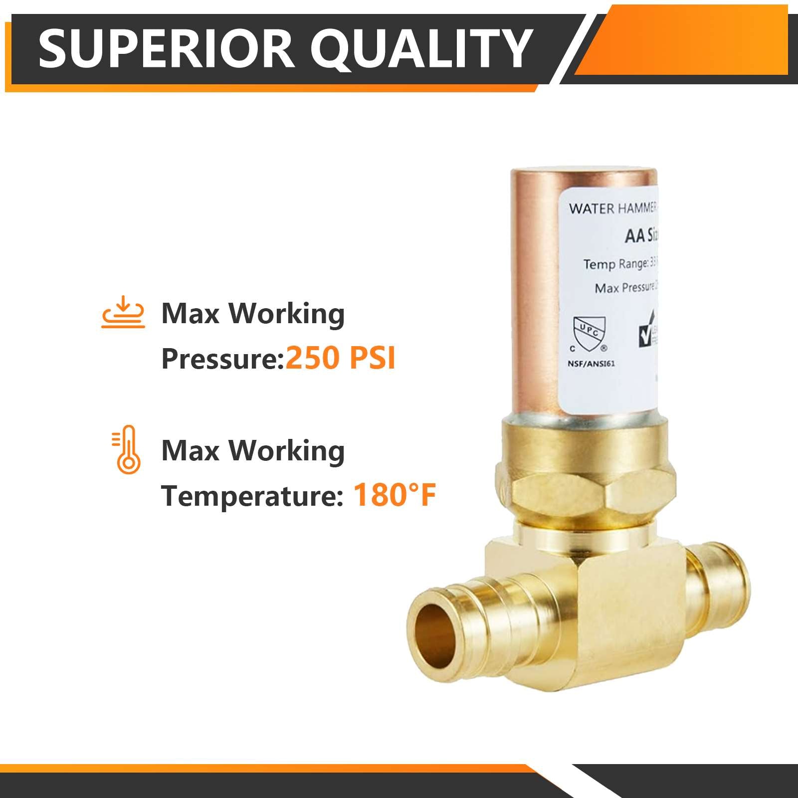 10 Pcs 1/2" PEX-A Expansion, Water Copper Hammer Arrestor Tee