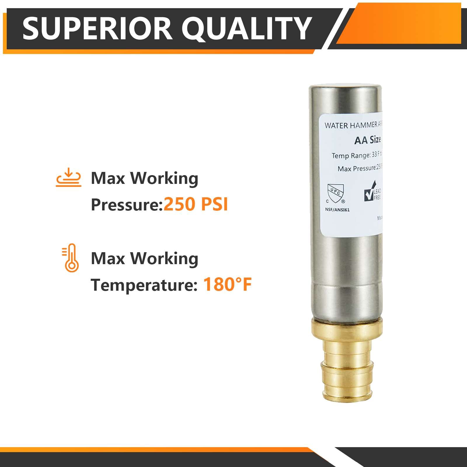 10 Pcs 1/2" PEX-A Expansion Connection, Straight Water Hammer Arrestor, Stainless Steel