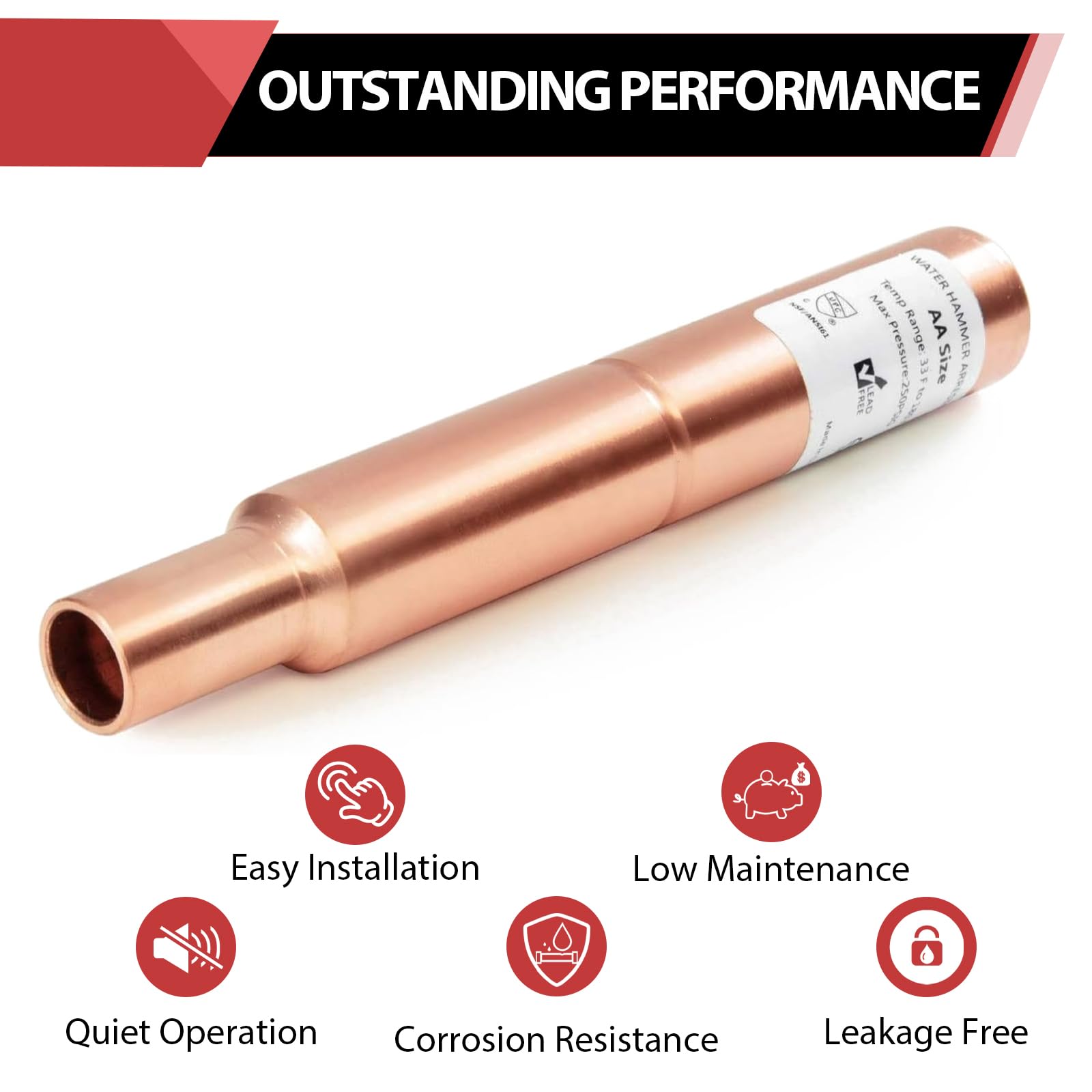 10 Pcs 3/4" Sweat Straight MIP Copper Water Hammer Arrestor