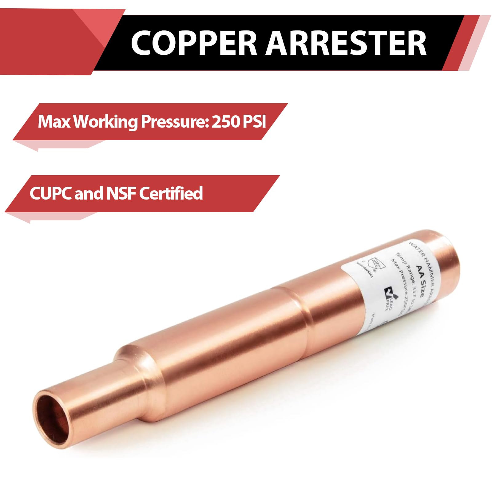 10 Pcs 3/4" Sweat Straight MIP Copper Water Hammer Arrestor