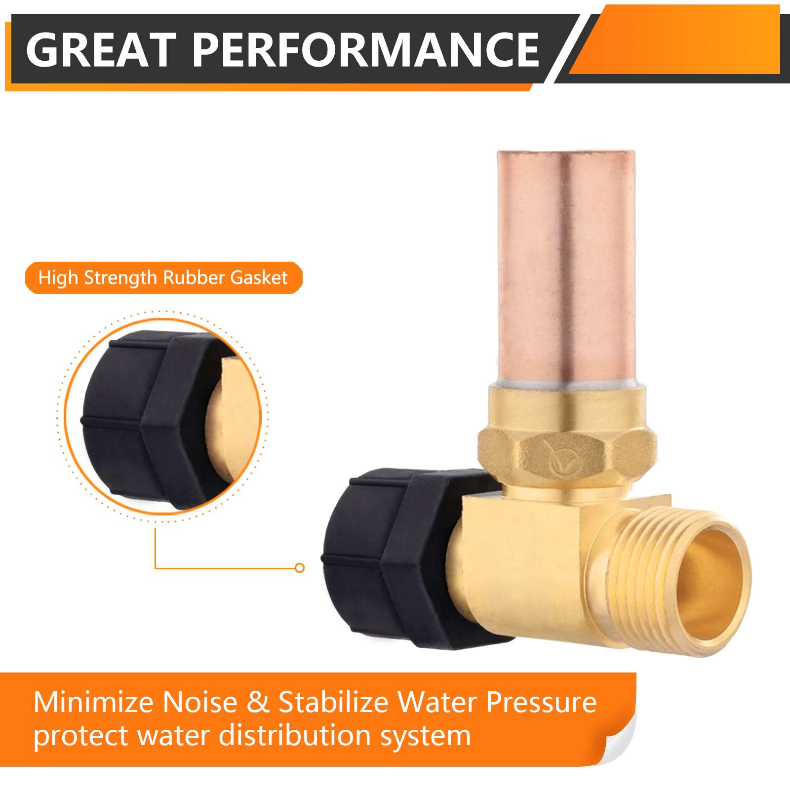 7/8" Female Swivel Ballcock Nut x 3/4" Male Thread Copper Water Hammer Arrestor for Toilet