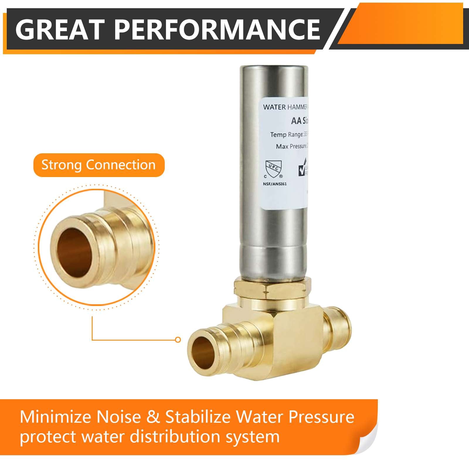 10 Pcs 1/2" PEX-A Expansion Connection, Tee Water Hammer Arrestor, Stainless Steel