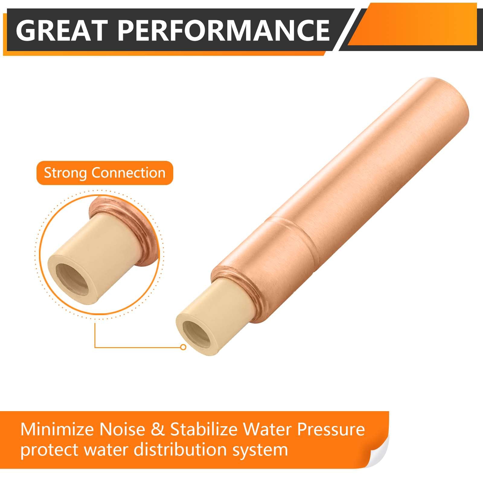 1/2" CPVC Pipe Connection, Water Hammer Arrestor, Copper