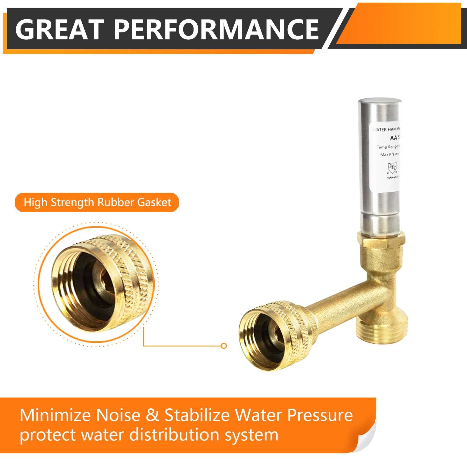 3/4" Swivel FHT x 3/4" MHT, Copper Tee Water Hammer Arrestors (MH-Y-240)