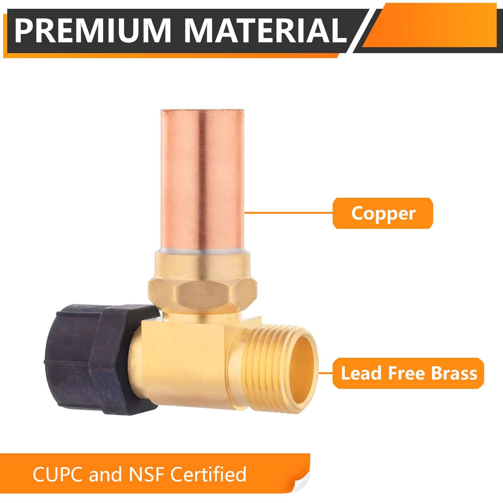 10 Pcs 7/8" Female Swivel Ballcock Nut x 3/4" Male Thread Copper Water Hammer Arrestor for Toilet