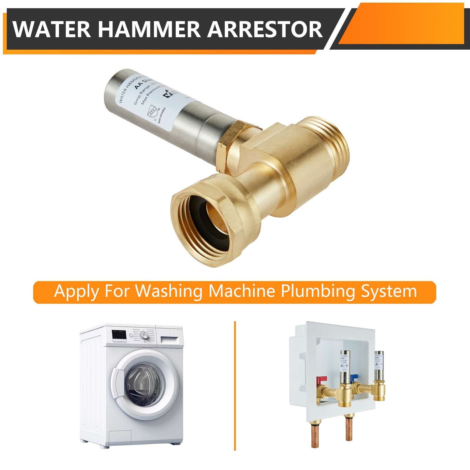 10 Pcs 3/4" Swivel FHT x 3/4" MHT for Washing Machine, Water Hammer Arrestor Tee, Stainless Steel