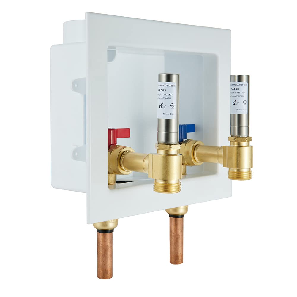 3/4" Swivel FHT x 3/4" MHT Water Hammer Arrestor Tee for Washing Machine, Stainless Steel