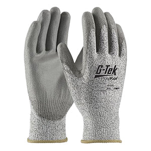 G-Tek® PolyKor® Industry Grade Seamless Knit PolyKor® Blended Glove with Polyurethane Coated Smooth Grip on Palm & Fingers - Bulk Pack (Large)
