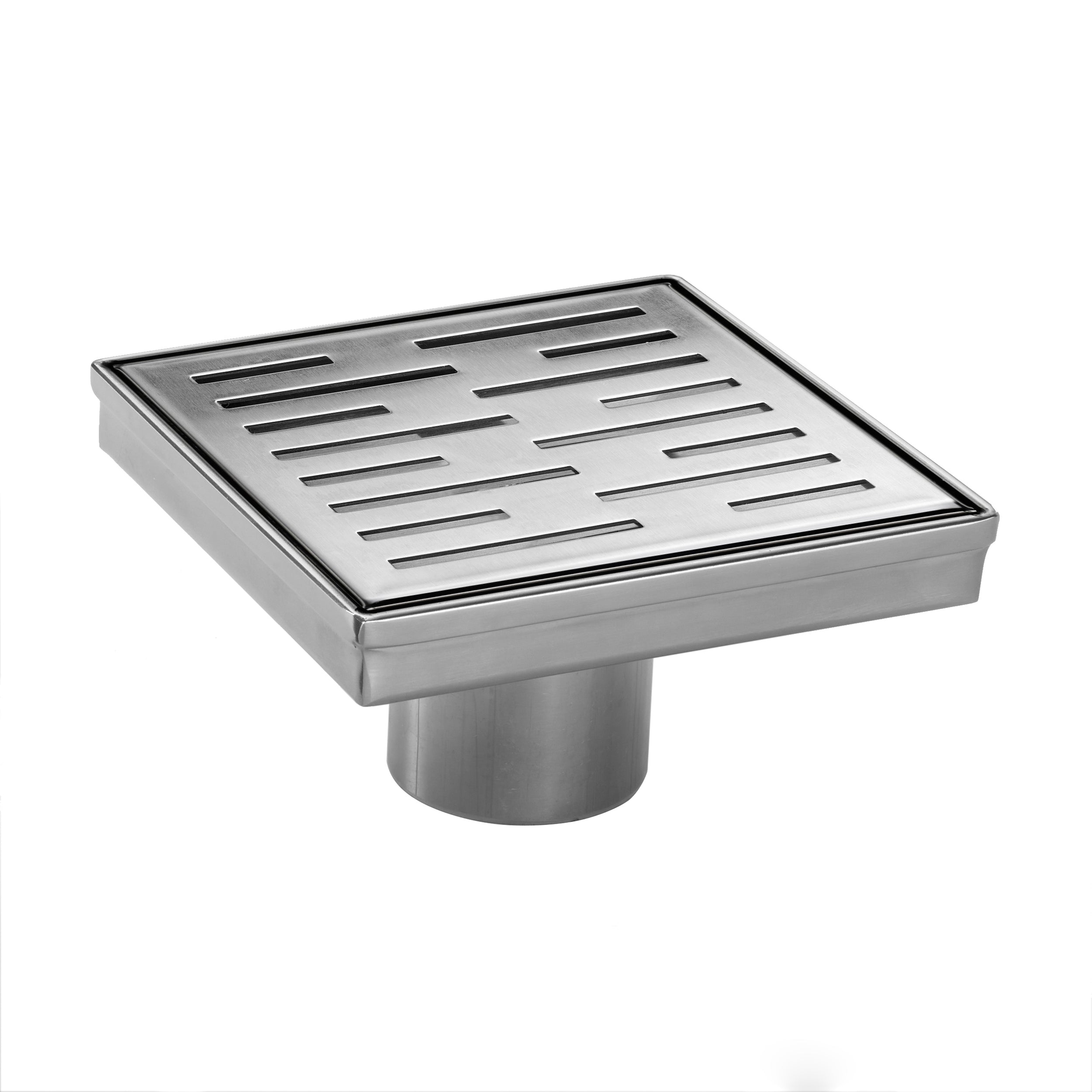 Square Shower Drain 4" with Removable Grate,Brushed Polished 304 Stainless Steel Shower Drain,Floor Shower Drain with Hair Strainer, Adjustable Levelingft