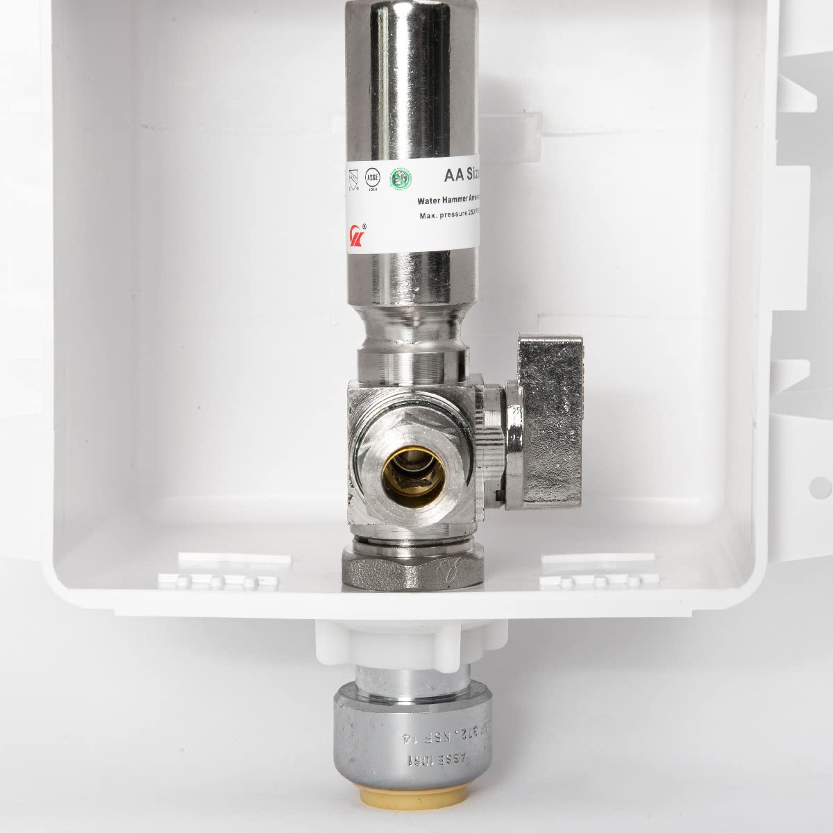 1/2" Push Fit Inlet, Dishwasher Outlet Box, with Stainless Steel Water Hammer Arrestor