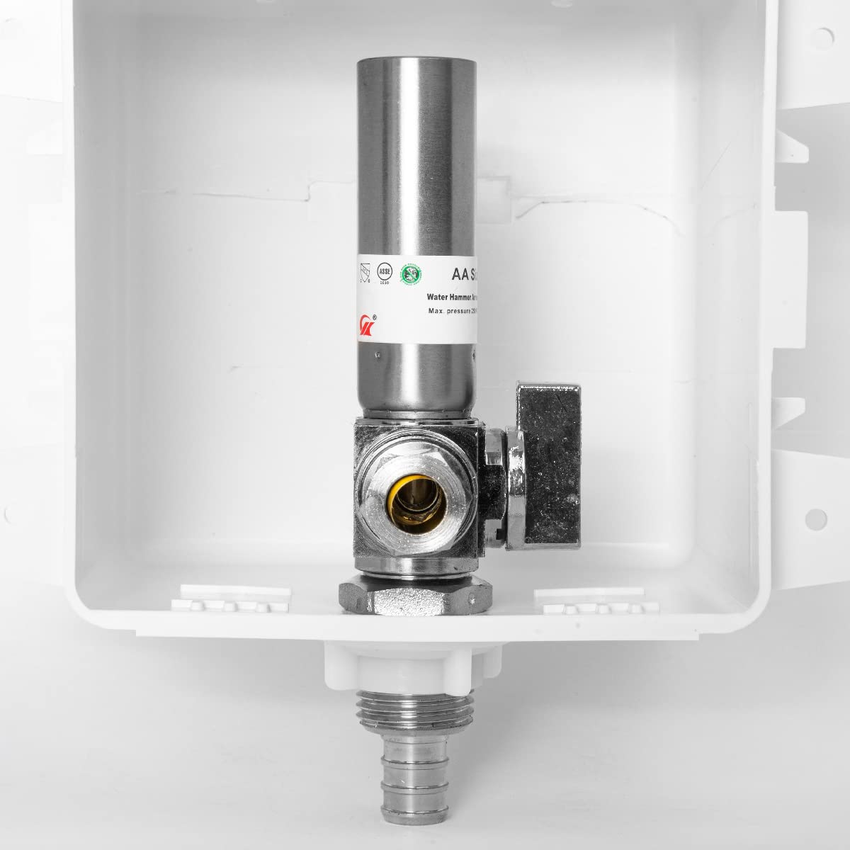 1/2" PEX Crimp (F1807) Inlet, Dishwasher Outlet Box, with Stainless Steel Hammer Arrestor