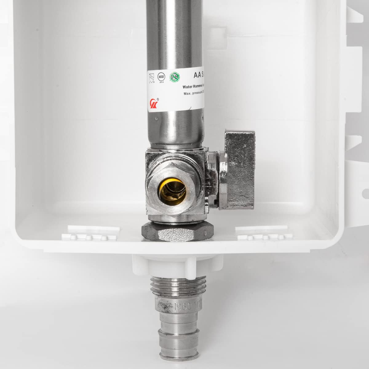 1/2" PEX Expansion (F1960) Inlet, Dishwasher Outlet Box, with Stainless Steel Hammer Arrestor