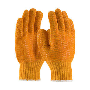 Seamless Knit Polyester Glove with Double-sided PVC Honeycomb Criss-Cross Grip- Large