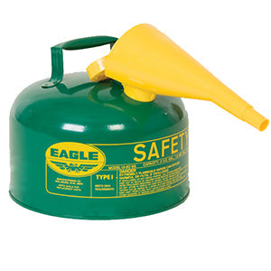 Type I Safety Can, 2.5 Gal. Green with F-15 Funnel