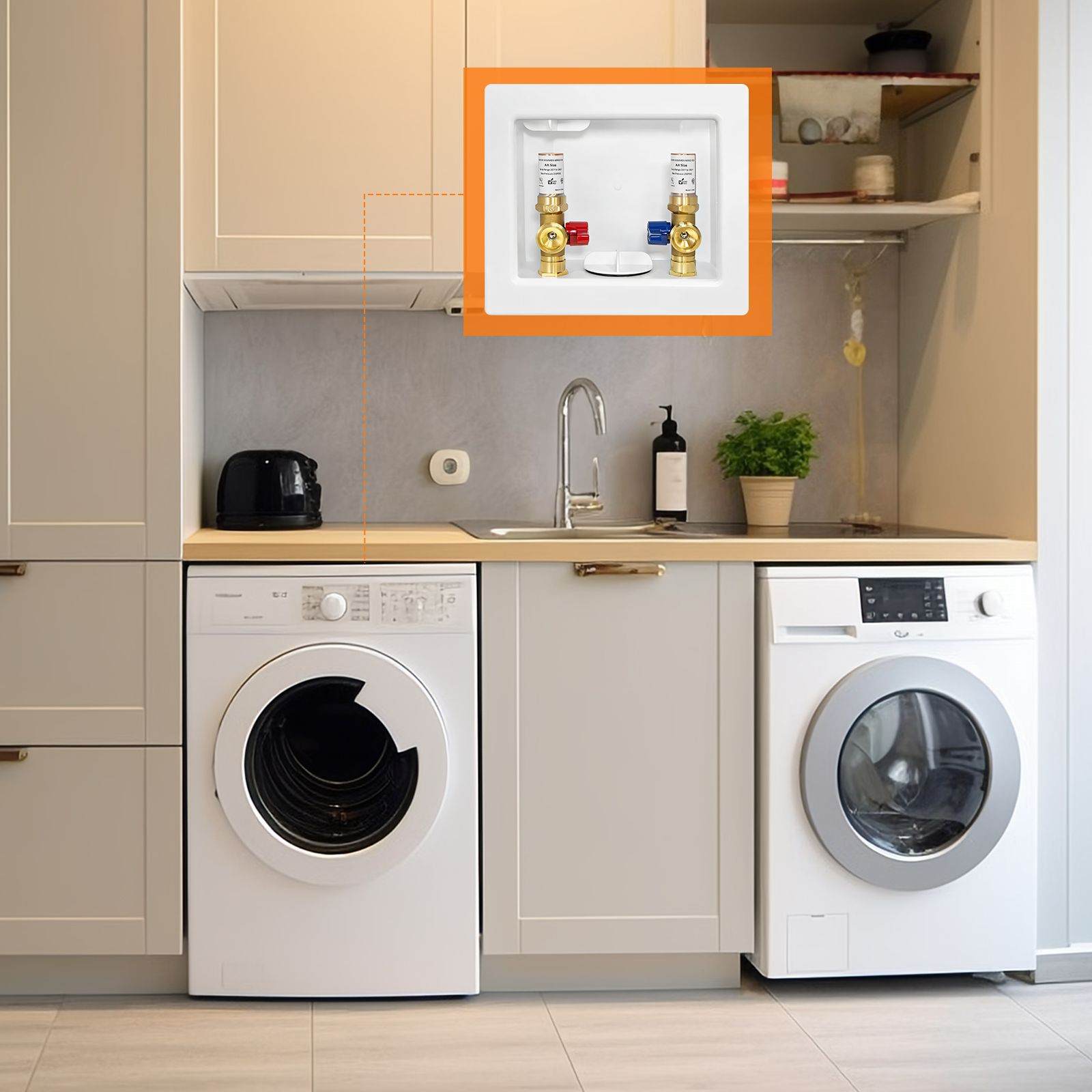 10 Pcs 1/2" Sweat Inlet, Washing Machine Outlet Box, with Copper Water Hammer Arrestor