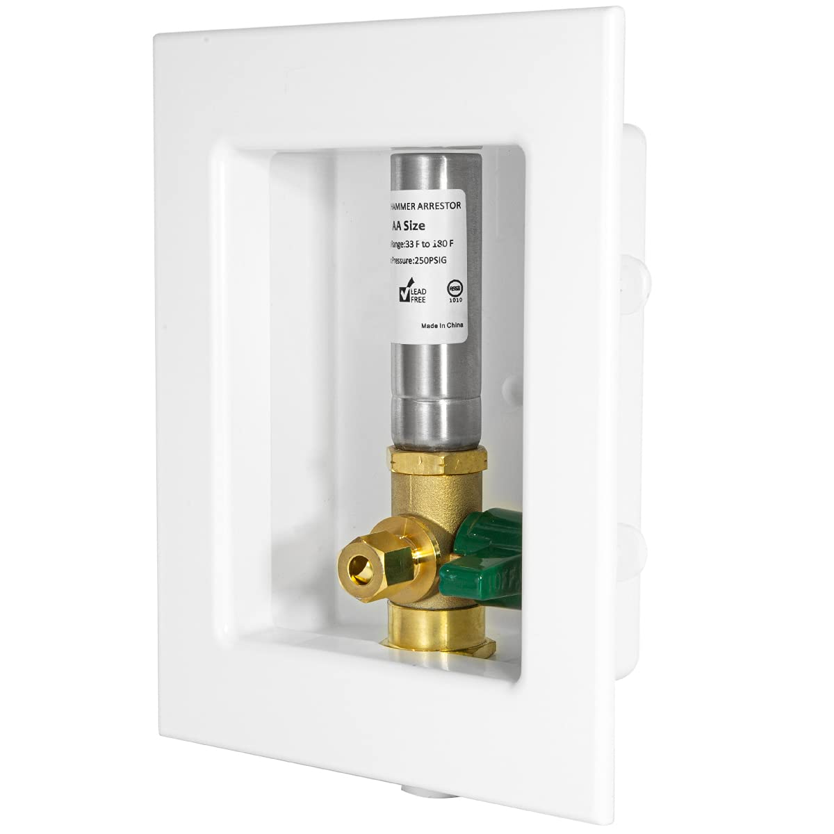 1/2" Sweat Inlet, Ice Maker Outlet Box, with Stainless Steel Hammer Arrestor