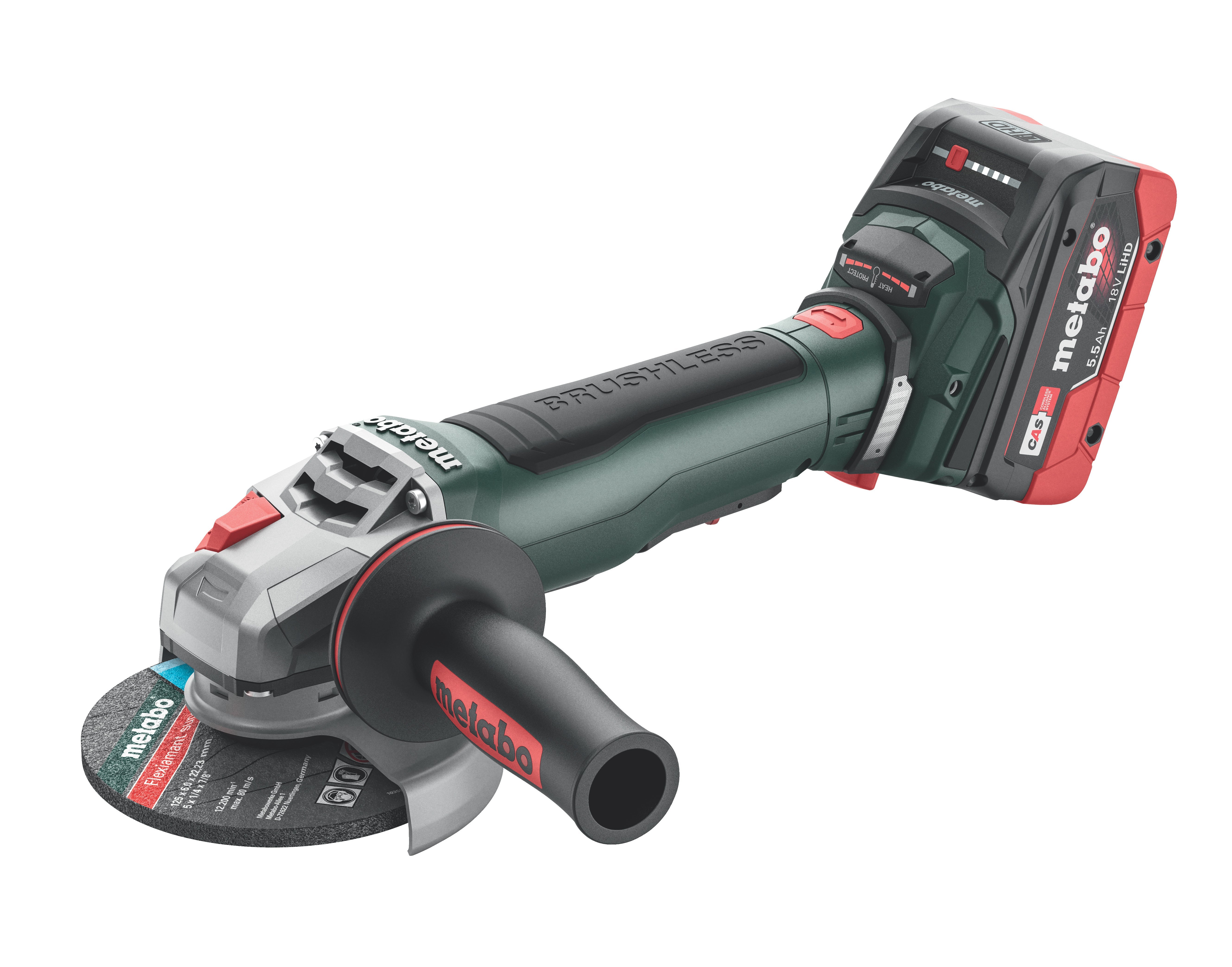 Metabo 613059520 WPB 18 LT BL 11-125 Quick 5.5 Kit 4-1/2” / 5” Brushless Braking Angle Grinder Kit