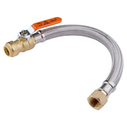 3/4" Push fit x 3/4" FIP, 18" Flexible Water Heater Connector Hose, with Ball Valve