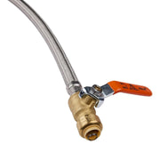 1/2" Push fit x 3/4" FIP, 24" Flexible Water Heater Connector Hose, with Ball Valve