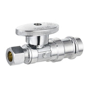 10 Pcs 1/2" Press x 3/8" OD Compr. Straight Stop Valve, 1/4 Turn (Lead Free)