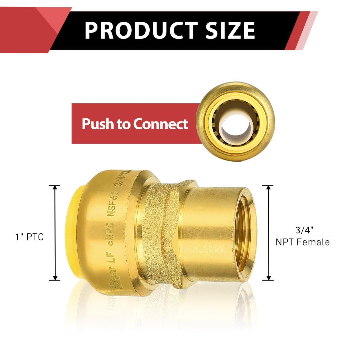 1" x 3/4" F Push Fit Female Adapter