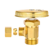 10 Pcs 1/2" Nominal (5/8" OD) Comprx 3/8" OD Compr. Angle Stop Valve, Multi Turn, Brushed Brass (Lead Free)