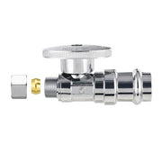 1/2" Press x 3/8" OD Compr. Straight Stop Valve, 1/4 Turn (Lead Free)