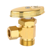 10 Pcs 1/2" Nominal (5/8" OD) Comprx 3/8" OD Compr. Angle Stop Valve, Multi Turn, Brushed Brass (Lead Free)