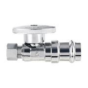 10 Pcs 1/2" Press x 3/8" OD Compr. Straight Stop Valve, 1/4 Turn (Lead Free)
