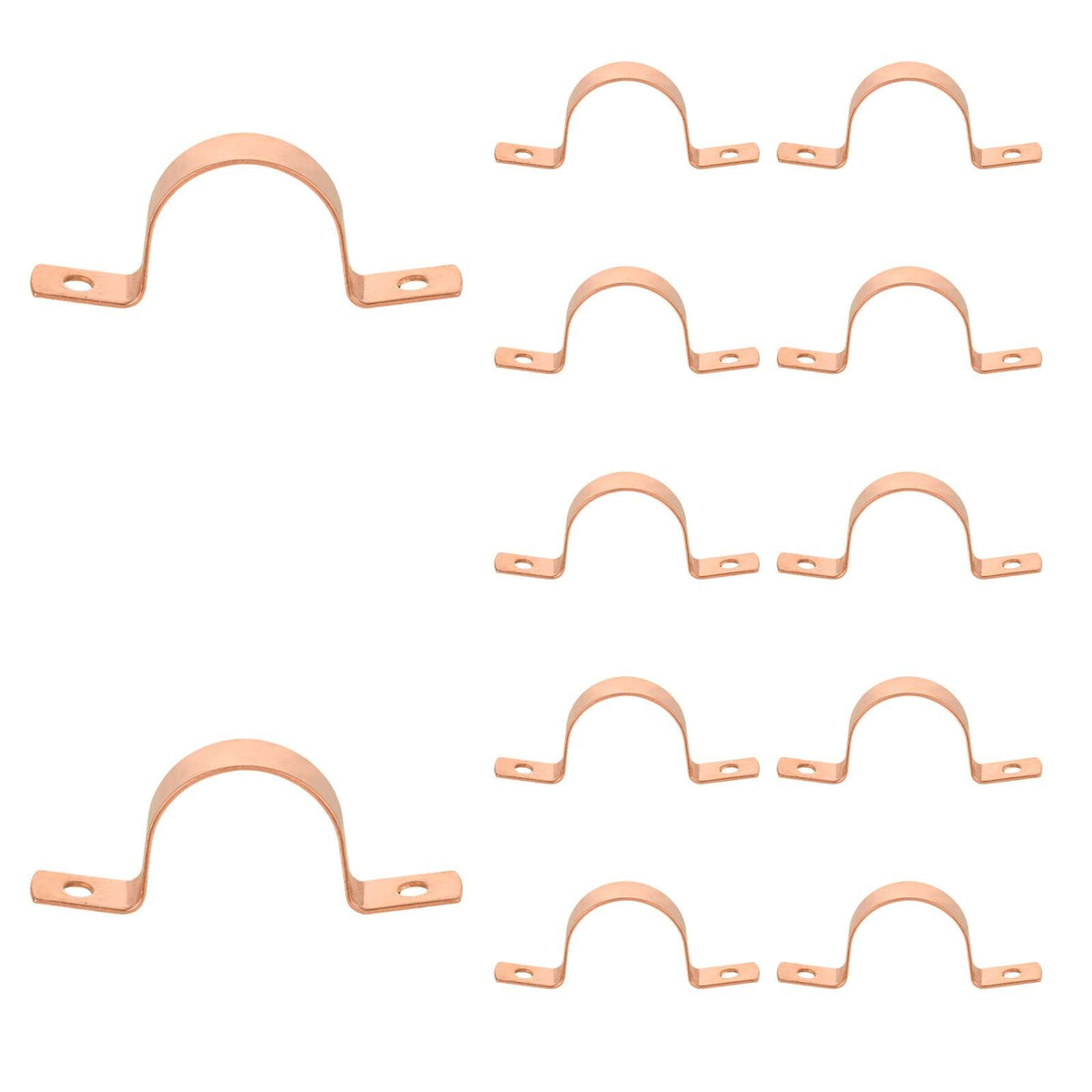 10 Pack 1" Copper Pipe Straps, Two Hole