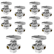 10 Pcs 5/8" OD Compr. x 3/8" OD Compr. x 3/8" OD Compr. Dual Angle Stop Valve, Multi Turn(Lead Free)