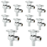 10 Pcs 1/2" PEX Crimp x 3/8" OD Compr. Angle Stop Valve, 1/4 Turn (Lead Free)