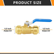 10 Pcs 1/2" Push Fit Ball Valve, Blue (Lead Free)